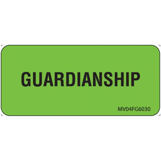 Label Paper Removable Guardianship, 1" Core, 2 1/4" x 1", Fl. Green, 420 per Roll