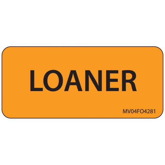 Label Paper Removable Loaner, 1" Core, 2 1/4" x 1", Fl. Orange, 420 per Roll