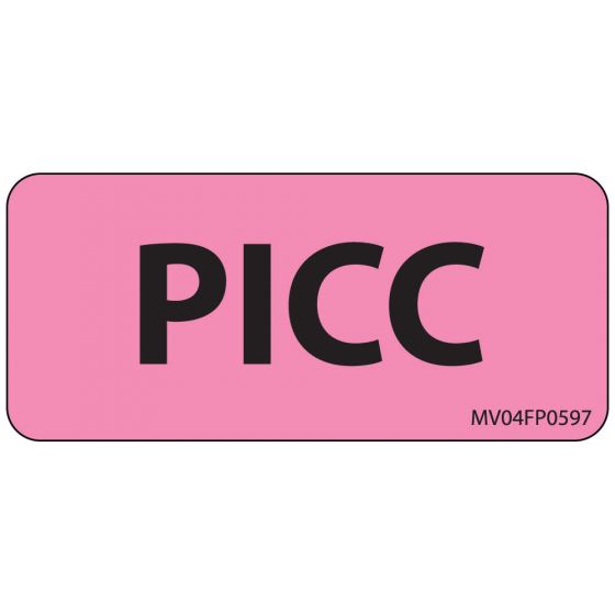 Label Paper Removable PICC, 1" Core, 2 1/4" x 1", Fl. Pink, 420 per Roll