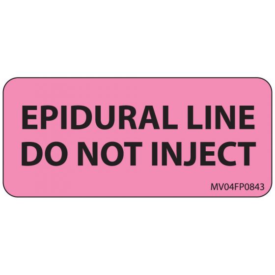 Label Paper Removable Epidural Line Do, 1" Core, 2 1/4" x 1", Fl. Pink, 420 per Roll