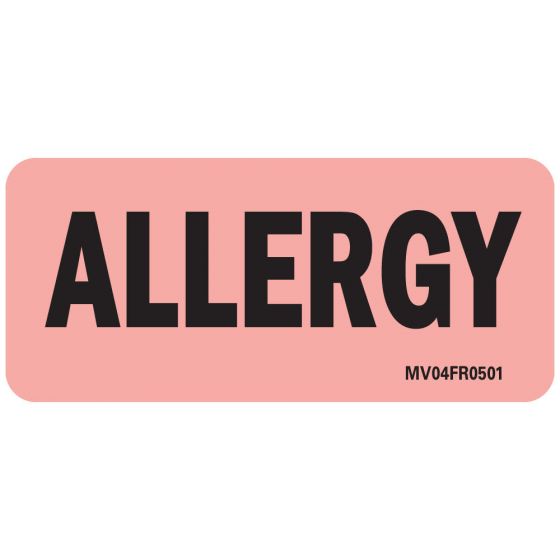 Label Paper Permanent Allergy 1" Core 2 1/4"x1 Fl. Red 420 per Roll