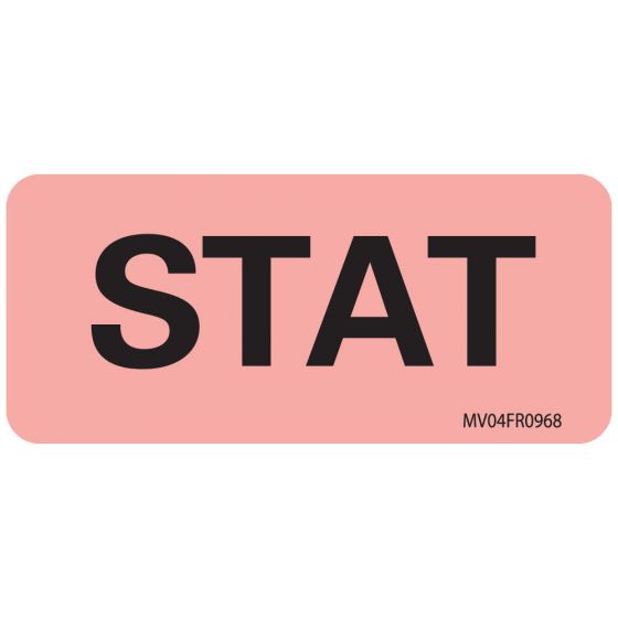 Lab Communication Label (Paper, Permanent) Stat 2 1/4"x1 Fluorescent Red - 420 per Roll