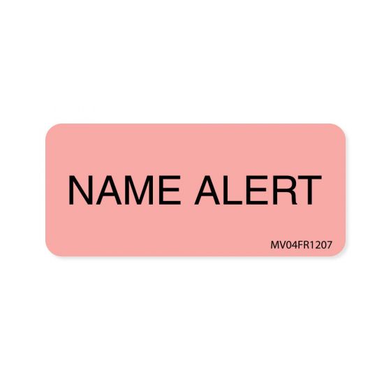 Label Paper Permanent Name Alert, 1" Core, 2 1/4" x 1", Fl. Red, 420 per Roll