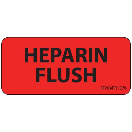 Label Paper Permanent Heparin Flush 1" Core 2 1/4"x1 Fl. Red 420 per Roll