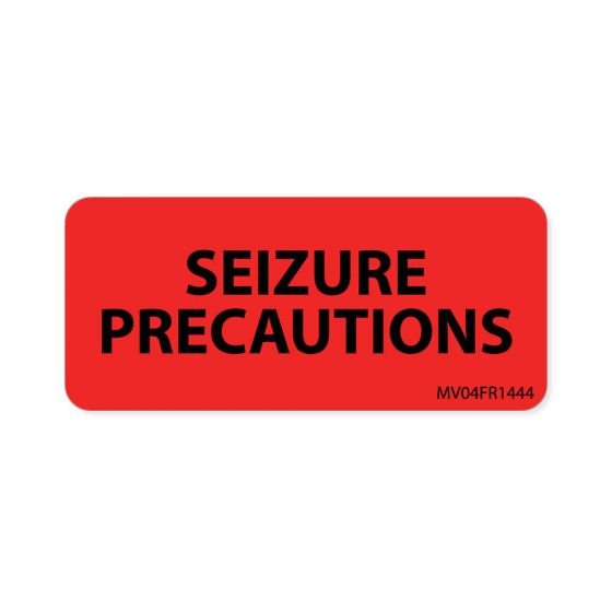 Label Paper Permanent Seizure Precautions, 1" Core, 2 1/4" x 1", Fl. Red, 420 per Roll