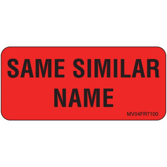 Label Paper Permanent Same Similar Name, 1" Core, 2 1/4" x 1", Fl. Red, 420 per Roll