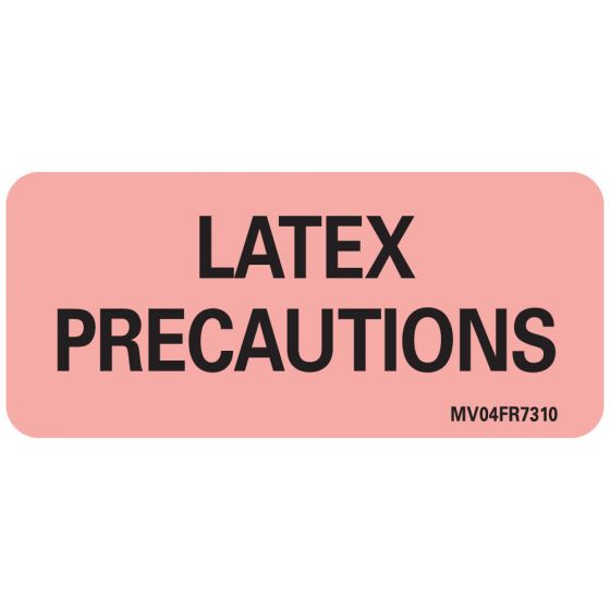 Label Paper Permanent Latex Precautions, 1" Core, 2 1/4" x 1", Fl. Red, 420 per Roll