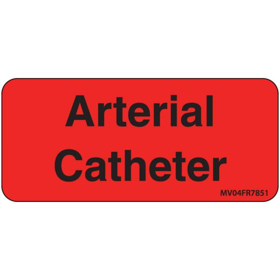 Label Paper Permanent Arterial Catheter 1" Core 2 1/4"x1 Fl. Red 420 per Roll