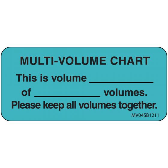 Label Paper Removable Multi-volume Chart, 1" Core, 2 1/4" x 1", Blue, 420 per Roll