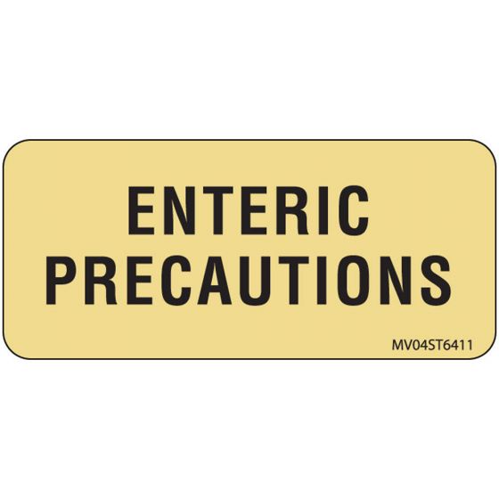 Label Paper Removable Enteric Precautions, 1" Core, 2 1/4" x 1", Tan, 420 per Roll