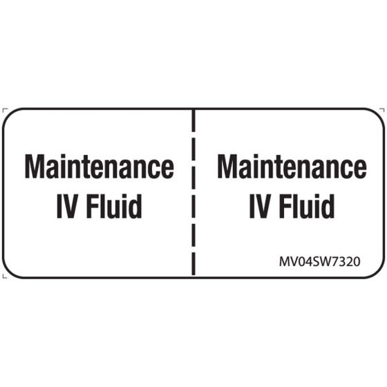 Label Paper Removable Maintence IV Fluid, 1" Core, 2 1/4" x 1", White, 420 per Roll