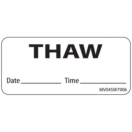 Label Paper Removable Thaw Date Time, 1" Core, 2 1/4" x 1", White, 420 per Roll