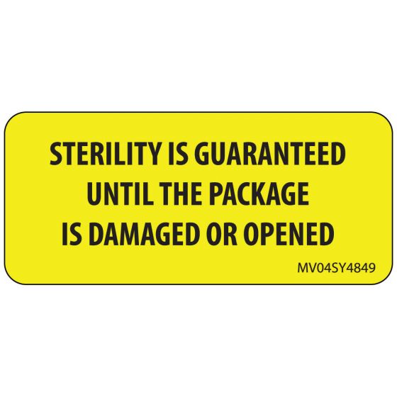 Label Paper Permanent Sterility Is, 1" Core, 2 1/4" x 1", Yellow, 420 per Roll