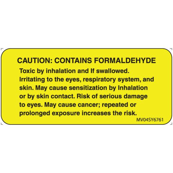 Label Paper Permanent Caution: Contains 1" Core 2 1/4"x1 Yellow 420 per Roll