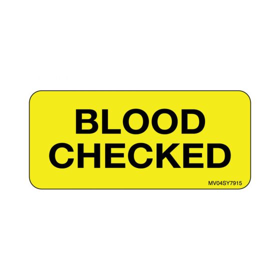 Label Paper Permanent Blood Checked 1" Core 2 1/4"x1 Yellow 420 per Roll