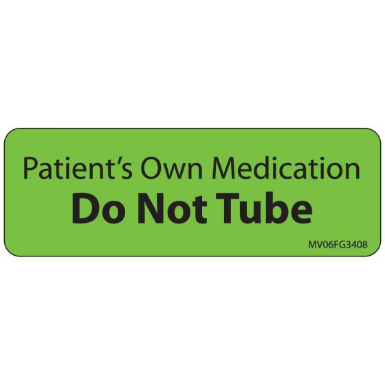 Label Paper Removable Patients Own, 1" Core, 2 15/16" x 1", Fl. Green, 333 per Roll