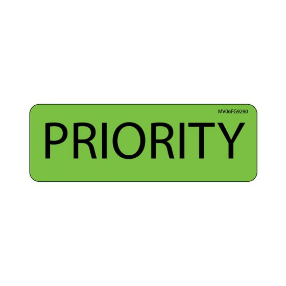 Label Paper Removable Priority, 1" Core, 2 15/16" x 1", Fl. Green, 333 per Roll