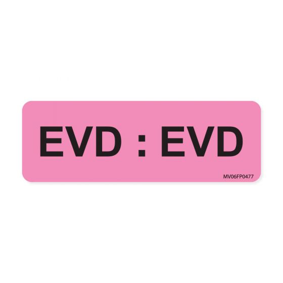 Label Paper Removable EVD: EVD, 1" Core, 2 15/16" x 1", Fl. Pink, 333 per Roll