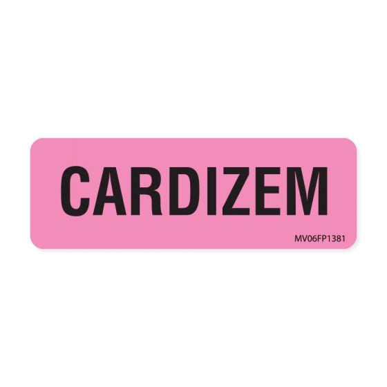 Label Paper Removable Cardizem, 1" Core, 2 15/16" x 1", Fl. Pink, 333 per Roll