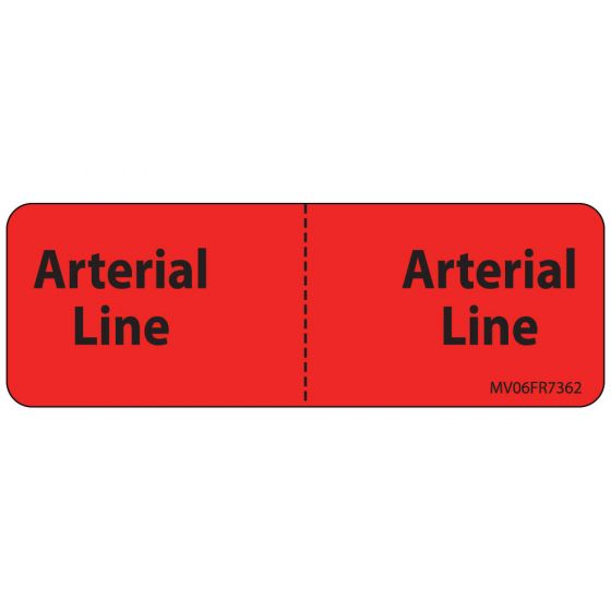 Label Paper Permanent Arterial Line Ã¢¦ 1" Core 2 15/16"x1 Fl. Red 333 per Roll