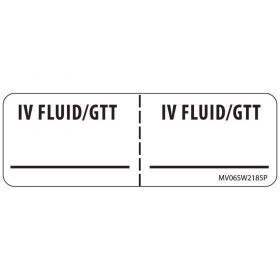 Label Paper Permanent IV Fluid/GTT: 1" Core, 2 15/16" x 1, White, 333 per Roll