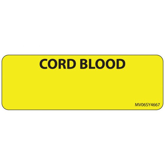 Label Paper Permanent Cord Blood 1" Core 2 15/16"x1 Yellow 333 per Roll