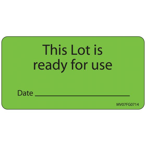 Lab Communication Label (Paper, Removable) This Lot Is 2 15/16"x1 1/2" Fluorescent Green - 333 per Roll