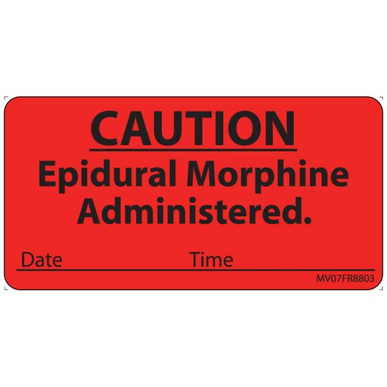 Label Paper Permanent Caution Epidural 1" Core 2 15/16"x1 1/2" Fl. Red 333 per Roll