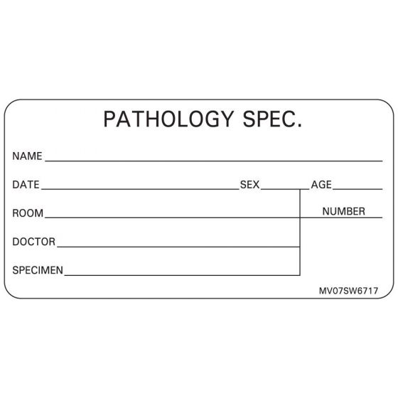 Lab Communication Label (Paper, Removable) Pathology Spec. Name 2 15/16"x1 1/2" White - 333 per Roll