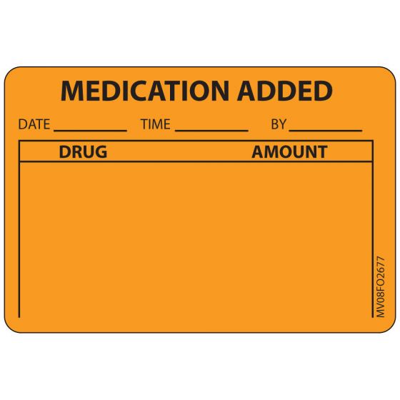 Label Paper Removable Medication Added, 1" Core, 2" 15/16" x 2, Fl. Orange, 333 per Roll