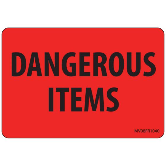 Label Paper Permanent Dangerous Items 1" Core 2" 15/16"x2 Fl. Red 333 per Roll