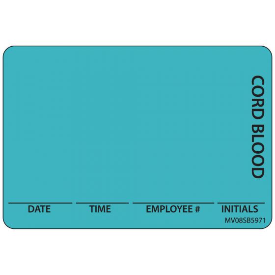 Label Paper Removable Cord Blood Date Time, 1" Core, 2" 15/16" x 2, Blue, 333 per Roll