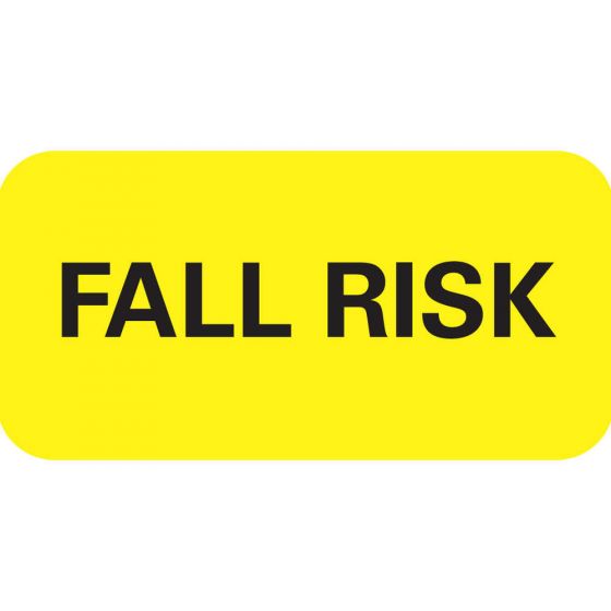 Label Paper Removable Fall Risk, 1" Core, 1 1/2" x 3/4", Yellow, 1000 per Roll