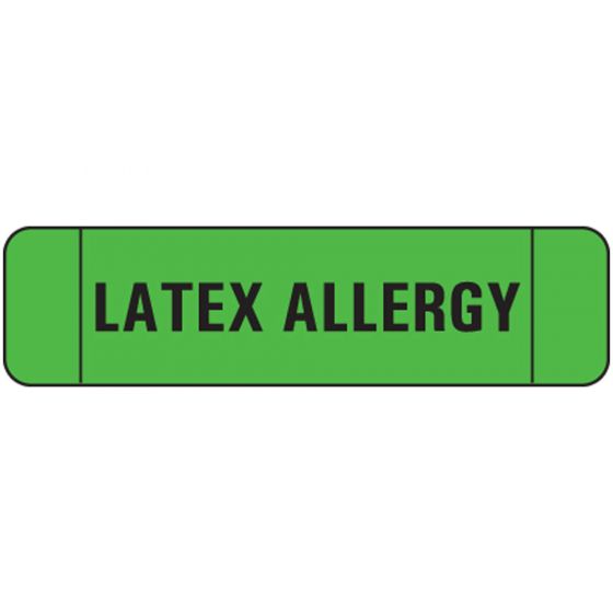 Label Paper Permanent Latex Allergy, 1" Core, 1 1/2" x 3/8", Green, 500 per Roll