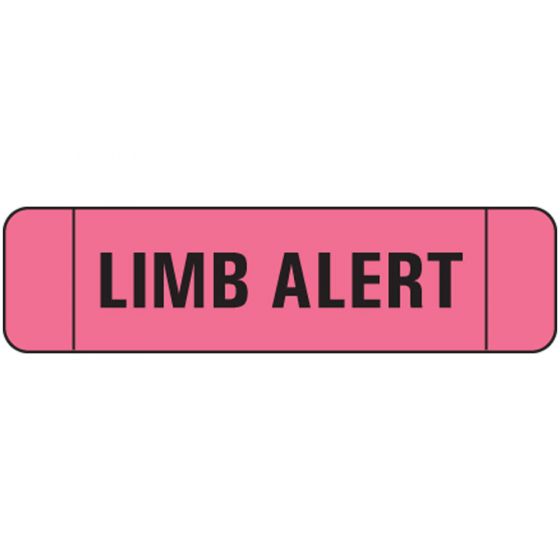 Label Paper Permanent Limb Alert, 1" Core, 1 1/2" x 3/8", Pink, 500 per Roll