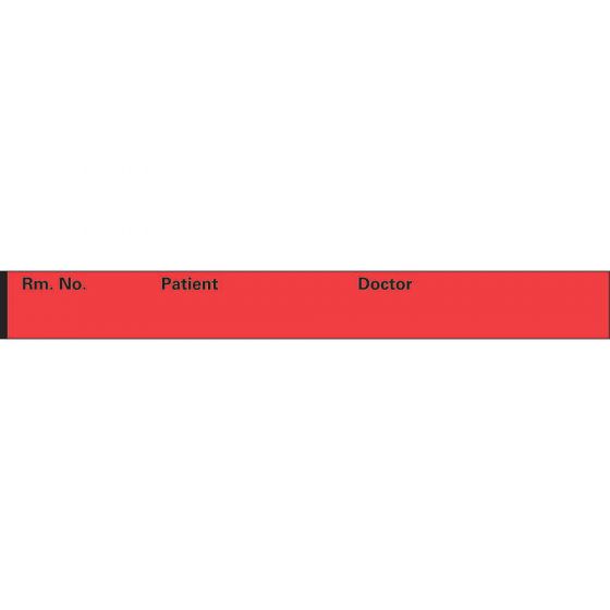 Binder/Chart Tape Removable "Rm. No. Patient", 1'' Core, 1/2 '' x 500'', Red, 111 Imprints, 500 Inches per Roll