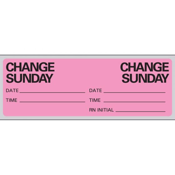 IV Label Paper Permanent Change Sunday 1" Core 2 15/16"x1 Fl. Pink 500 per Roll