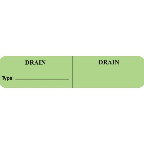 IV Label Synthetic Permanent Drain Drain Type: 1" Core 2 7/8"x5/8" Fl. Green 500 per Roll