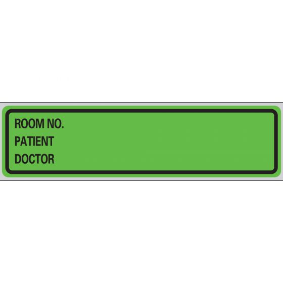 Label Paper Removable Room No. Patient, 1" Core, 5 3/8" x 1", 3/8", Green, 200 per Roll