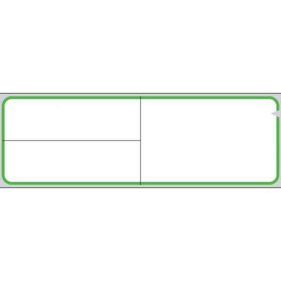 V-Notch® Label Meditech Direct Thermal Paper Permanent 3" Core 4" x 1-1/4" White with Green 3600 per Roll, 1 Roll per Box