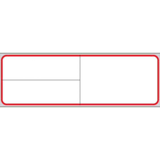 Label Meditech Direct Thermal Paper Permanent 3" Core 4"x1 1/4" White with Red 3600 per Roll, 1 Roll per Box