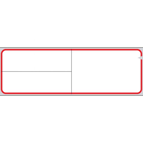 V-Notch® Label Meditech Direct Thermal Paper Permanent 3" Core 4" x 1-1/4" White with Red 3600 per Roll, 1 Roll per Box