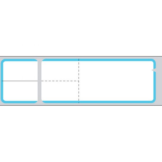 V-Notch® Misys/Sunquest/Epic Direct Thermal Label, Paper, 4-1/8"x1-3/16" 3" Core, Blue Border, 4300 per roll, 2 rolls per box