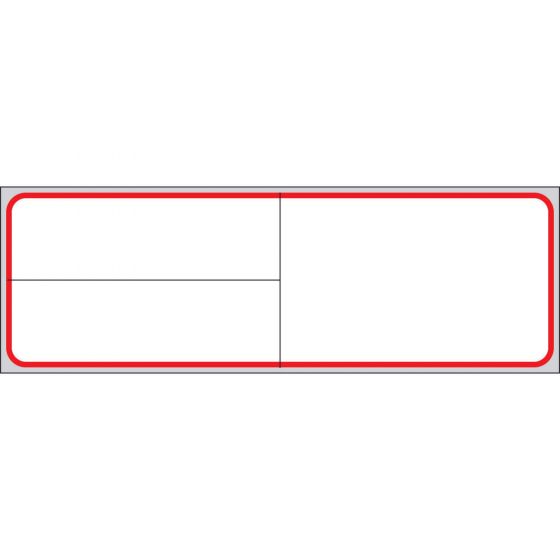 Label Meditech Direct Thermal Paper Permanent 1" Core 4"x1 1/4" White with Red 1000 per Roll, 6 Rolls per Box