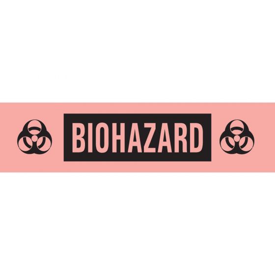 Hazard Tape (removable) Biohazard 1/2" x500" 250 Imprints per Roll - Fluorescent Red 