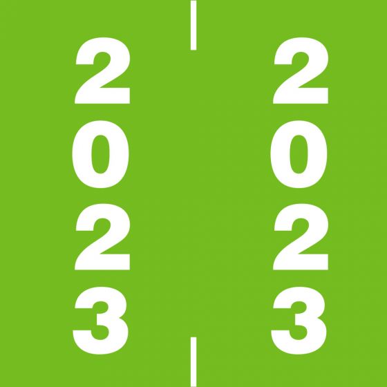 AFV Compatible Color Code Label Year "2023", 1-7/8" x 1 7/8", Green, Mylar, 1000 Per Roll