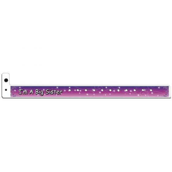 Bundle of Joy™ Write-on Wristband Poly 3/4" x 10" Pediatric "I'm A Big Sister" Multi Color - Stars - 250 per Box