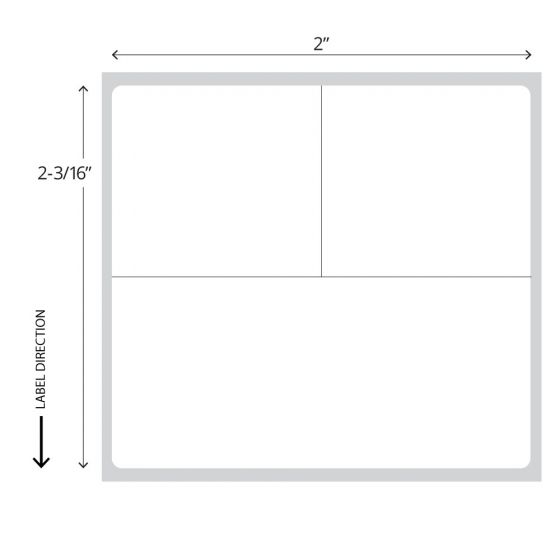 Direct Thermal Lab Label,  Paper, 2" x 2-3/16", 1" Core, White