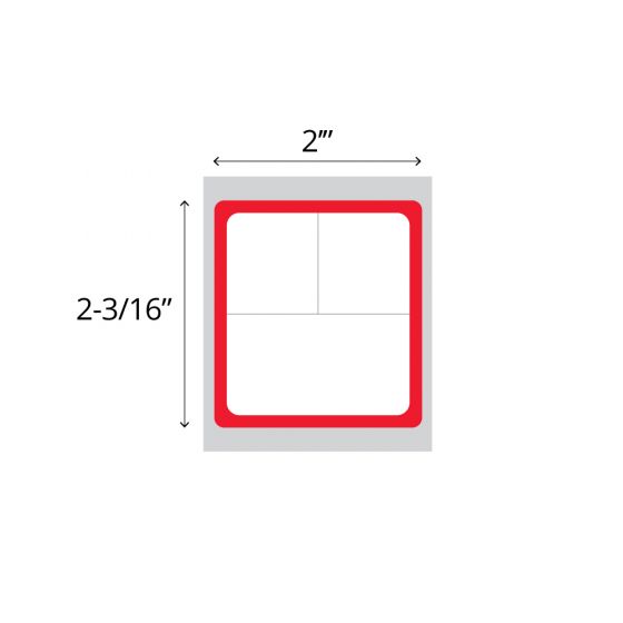 Direct Thermal Label, Epic Compatible, Paper, 2" x 2-3/16", White with Red, 3/4" Core, 200 per roll, 12 roll per box