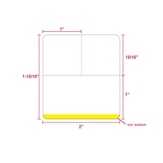 Direct Thermal Label, Epic Compatible, Paper, 2" x 1-15/16", Yellow Stripe, 1" Core, 1480 per roll, 12 rolls per box